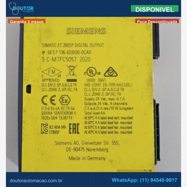 SIMATIC ET 200SP F-DQ 4x24VDC/2A Safety 6ES7136-6DB00-0CA0